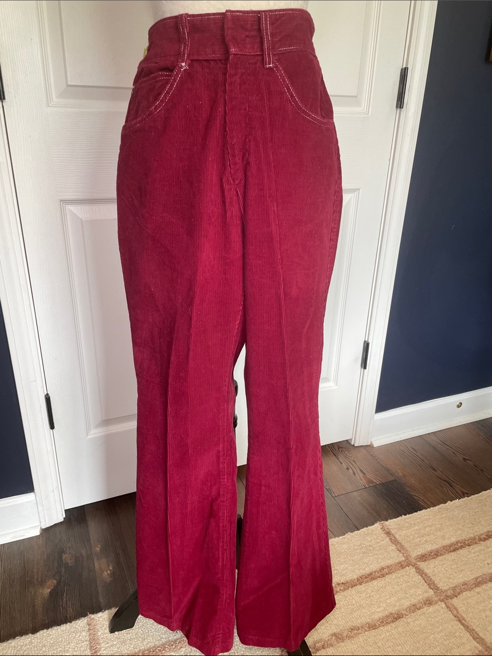 Vtg 70s Sears “Put On Shop” Corduroy Pants Flare Leg Burgundy 30”W x 32”L